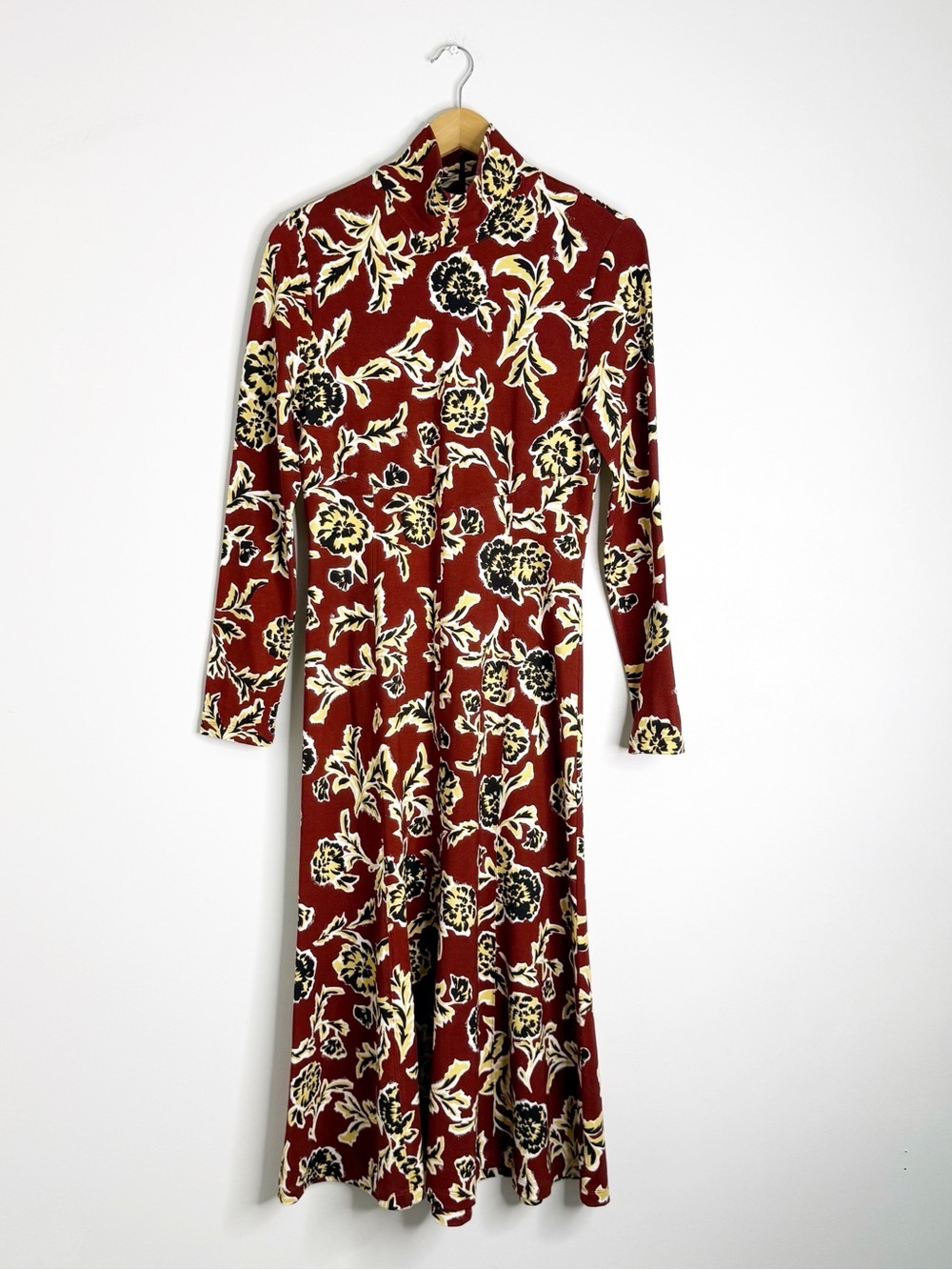Tanya Taylor Thea Floral Mock Neck Midi Dress NWT Medium $495